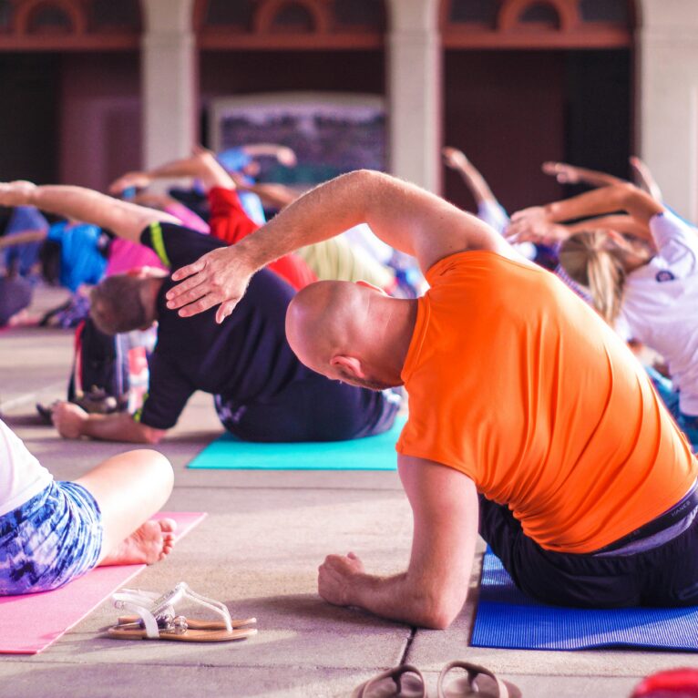 employees doing yoga